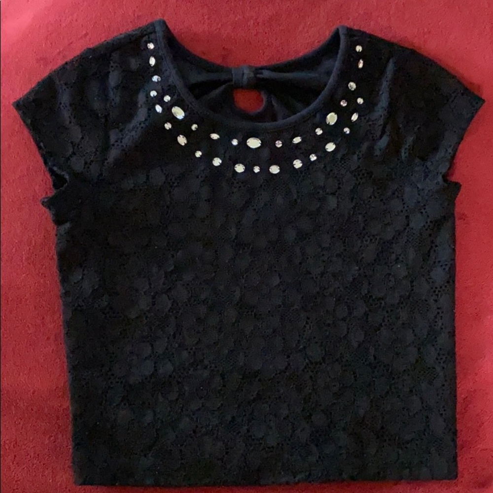 Adorable rhinestone-trimmed top